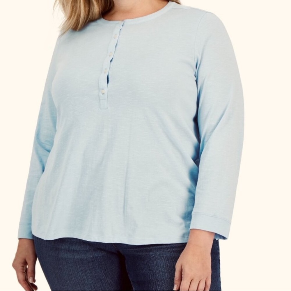 NEW Style & Co Shirt Top Long Sleeve Angel Falls Plus2X Round Neck $49.50 Cotton